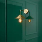 Unlacquered Brass Wall Light – Handmade Straight Arm Cone Shade Sconce for Bathroom or hallways