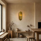 Oval Hammered Brass Wall Sconce Candle Holder Handmade Luxury Bathroom Accent Lighting