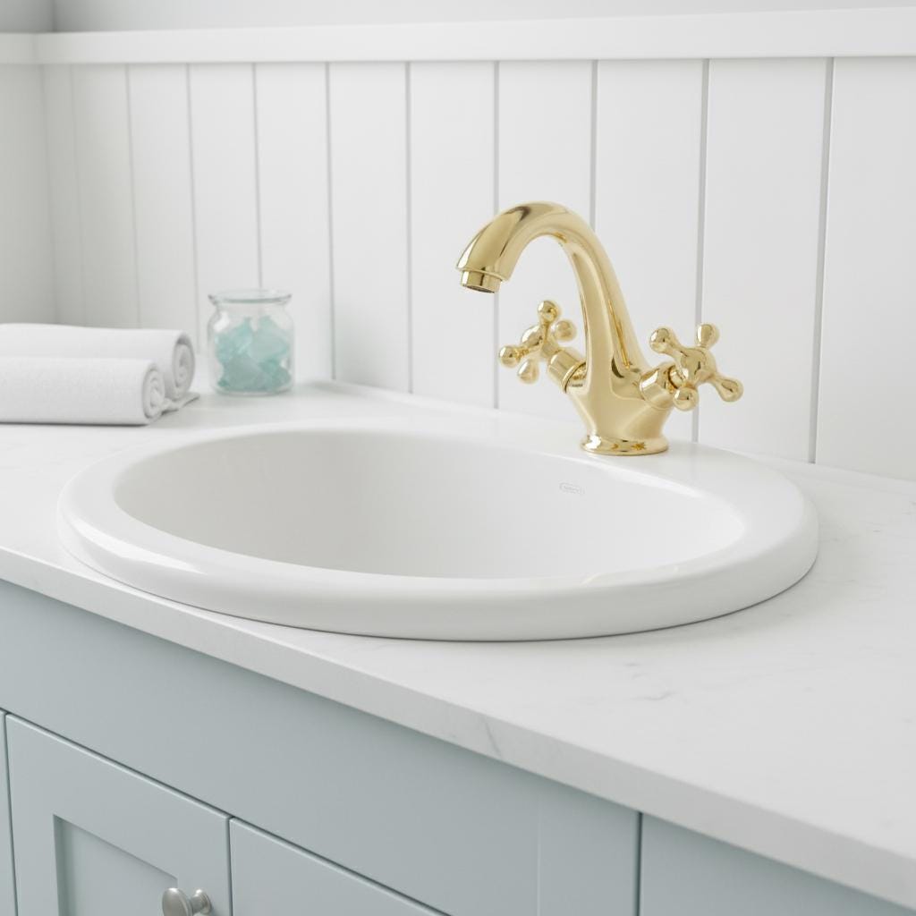 Unlacquered Solid Brass Bathroom Faucet – Handmade Cross Handle Basin Mixer Tap