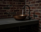 Handmade Hammered Copper Vessel Sink with Aged Bronze Faucet for Rustic Luxury Bathroom Designs