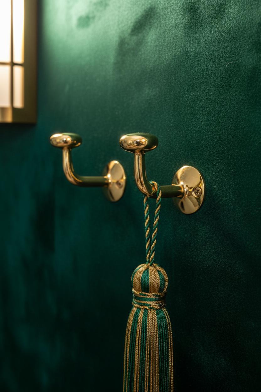 Two Solid Unlacquered Brass Wall Hook – Minimalist Handmade Coat & Towel Hanger