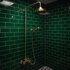 Handmade Unlacquered Brass Rainfall Shower with Handheld Sprayer - Exposed Shower System