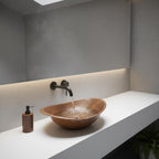 Handmade Hammered Copper Vessel Sink: Oval Bathroom Countertop Basin, Rustic Farmhouse Copper Wash Bowl