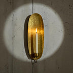 Oval Hammered Brass Wall Sconce Candle Holder Handmade Luxury Bathroom Accent Lighting