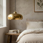 Hand Hammered Brass Pendant Light – Solid Brass Hanging Ceiling Lamp for Kitchen Island, Dining Table, Bar or Entryway