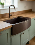 Handmade Hammered Copper Farmhouse Sink – Large Apron Front Kitchen Basin