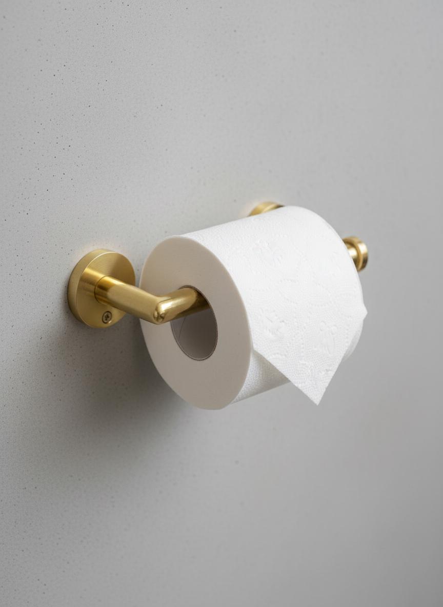 Solid Unlacquered Brass Toilet Paper Holder – Minimalist Wall Mount Bathroom Fixture