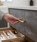 Set of Solid Brass T-Bar Handle – Minimalist Unlacquered Cabinet Pull for Modern Kitchens