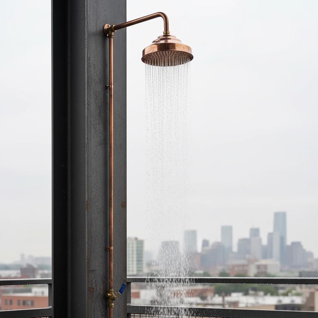 Outdoor Solid Copper Shower – Handmade Garden or Pool Shower with Brass Fixtures