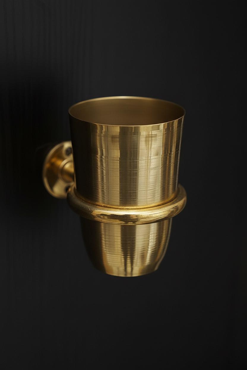 Solid Unlacquered Brass Toothbrush Holder – Wall Mount Bathroom Cup