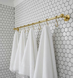 Solid Brass Kitchen Rail with Hooks – Unlacquered Hanging Utensil Bar for Wall