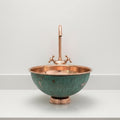 Handmade Turquoise Patina Copper Vessel Sink with Faucet for Luxury Bathroom Vanity Decor