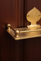 Engraved Unlacquered Brass Wall Shelf: Solid Handmade Bathroom or Hallway Decor