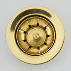 Solid Brass Strainer Drain for Bathroom Basin, Round Sink Waste Clicker Drain, Unlacquered Brass Vanity Drain