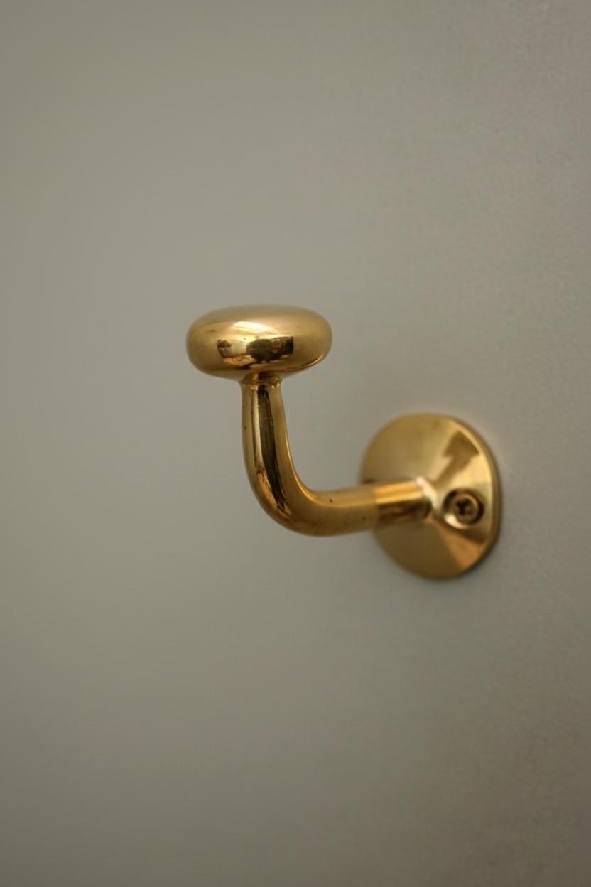 Two Solid Unlacquered Brass Wall Hook – Minimalist Handmade Coat & Towel Hanger