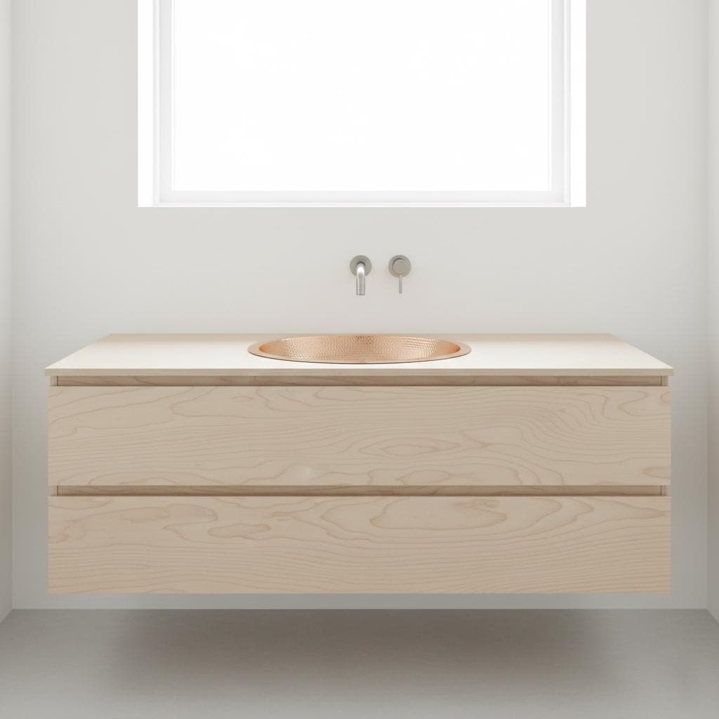 Handmade Oval Undermount Copper Bathroom Sink with Hammered Texture and Free Pop Up Drain