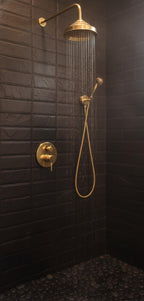 Unlacquered Solid Brass Shower System – Single Lever Wall Mount Rainfall Shower with Handheld Sprayer
