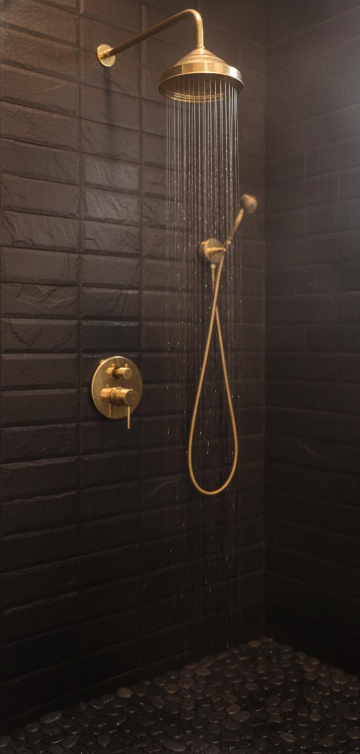 Unlacquered Solid Brass Shower System – Single Lever Wall Mount Rainfall Shower with Handheld Sprayer