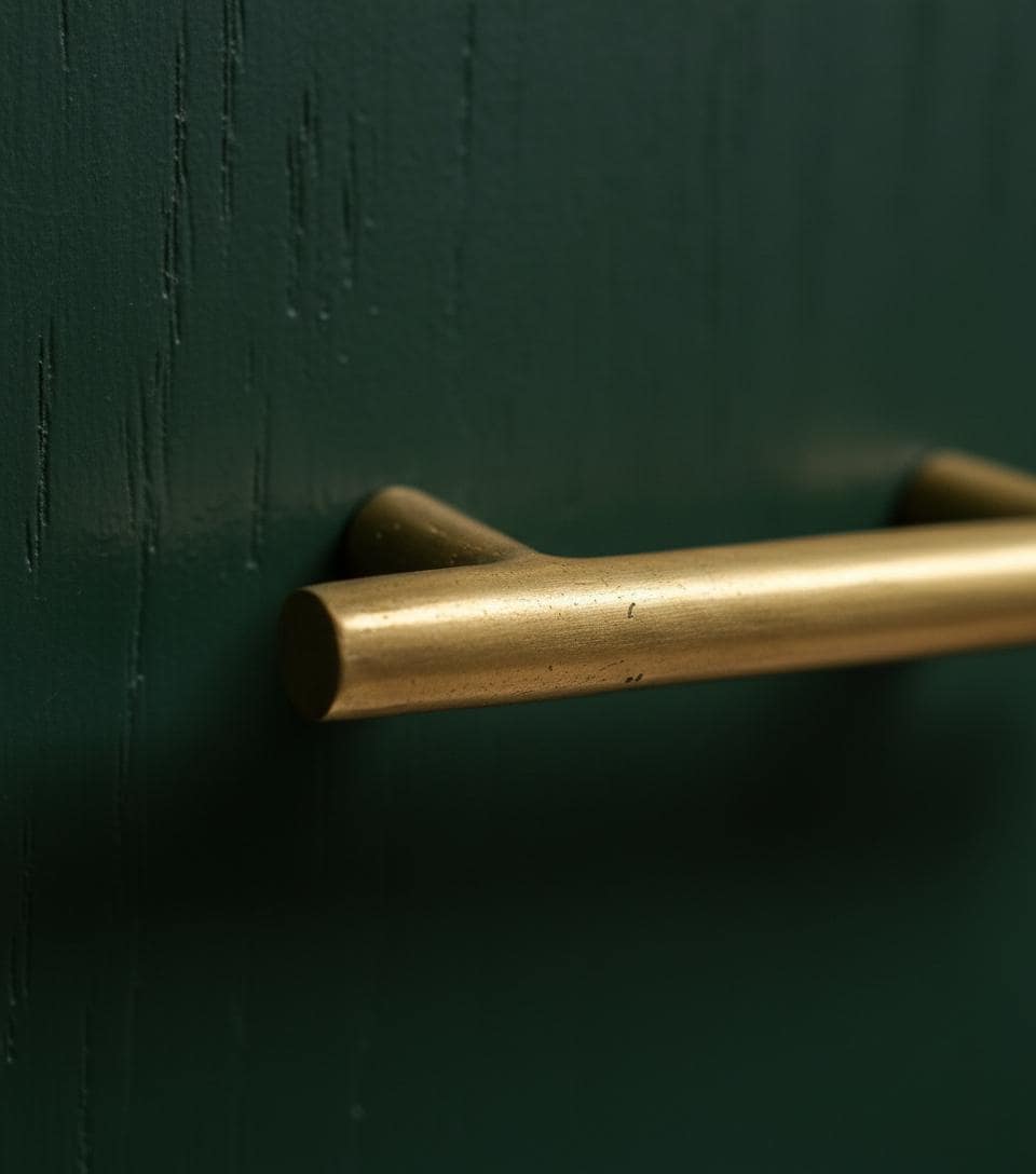 Set of Solid Brass T-Bar Handle – Minimalist Unlacquered Cabinet Pull for Modern Kitchens