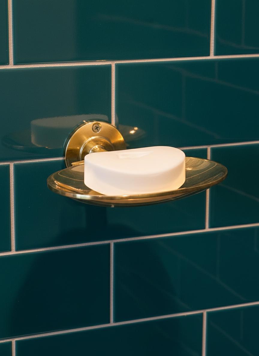 Solid Unlacquered Brass Soap Dish – Wall-Mount Luxury Bathroom Holder