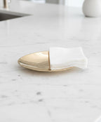 Solid Brass Vanity Soap Dish – Minimalist Unlacquered Brass Tray for Bathroom or Jewelry