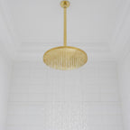 Unlacquered Solid Brass Ceiling Shower System – Complete Handcrafted Bathroom Set with Rain Head, Handheld & Mixer