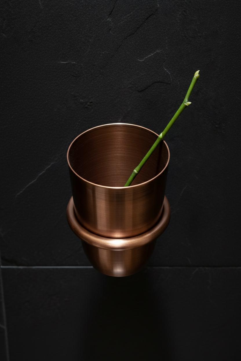 Copper Wall-Mount Toothbrush Holder – Handcrafted Bathroom Cup & Accessories Set