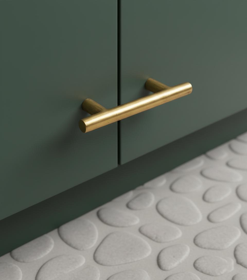 Set of Solid Brass T-Bar Handle – Minimalist Unlacquered Cabinet Pull for Modern Kitchens