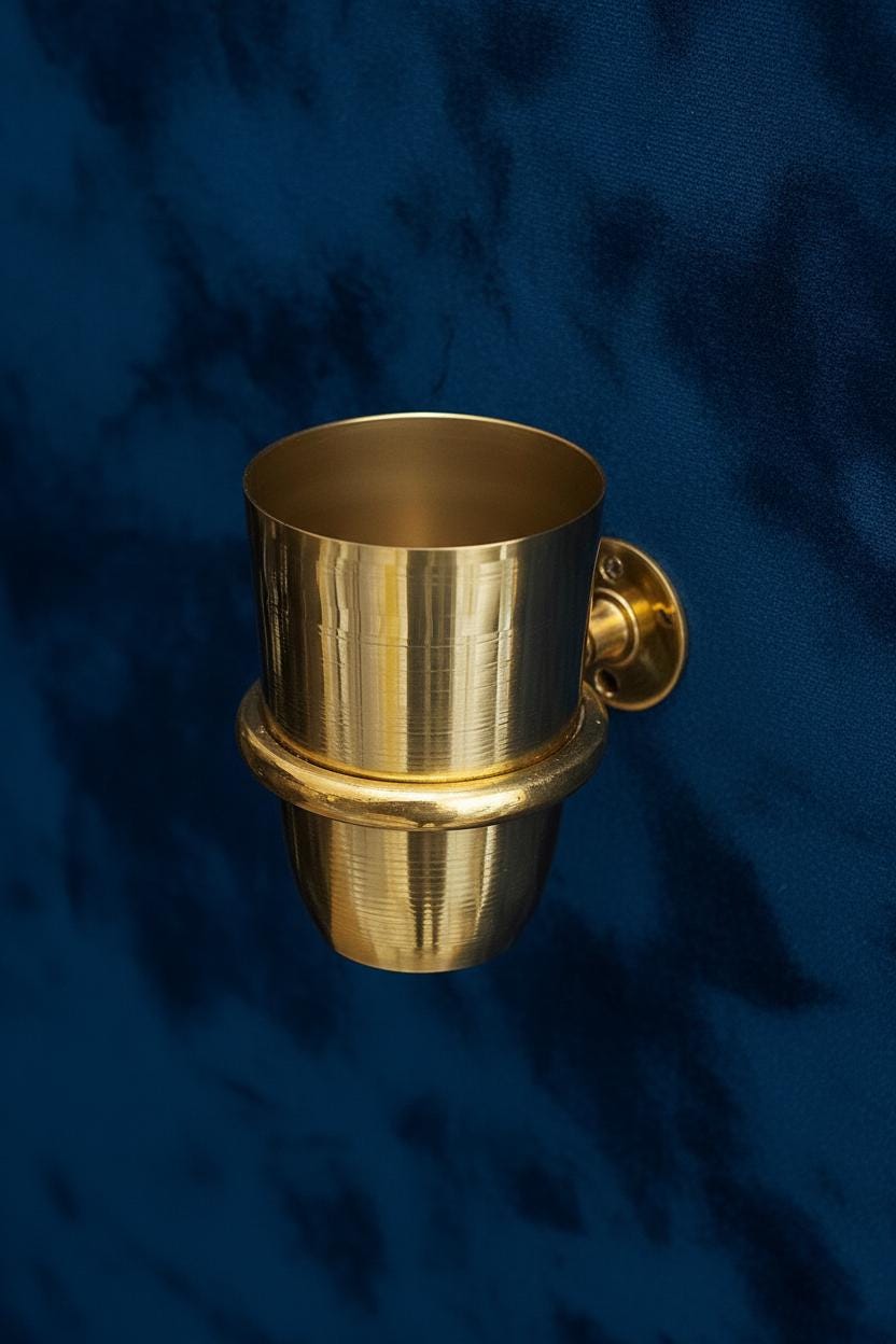 Solid Unlacquered Brass Toothbrush Holder – Wall Mount Bathroom Cup