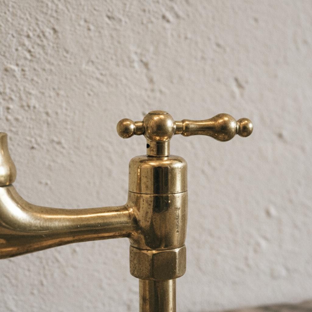 Unlacquered Brass Bridge Kitchen Faucet with Side Sprayer – Farmhouse Sink Mixer Tap, Solid Brass Fixture