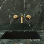 Unlacquered Solid Brass Wall Mount Faucet – Handmade Cross Handle Bathroom Mixer Or Bar Sink