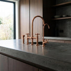 Solid Brass Farmhouse Kitchen Bridge Faucet with Sprayer And Cold Water Tap
