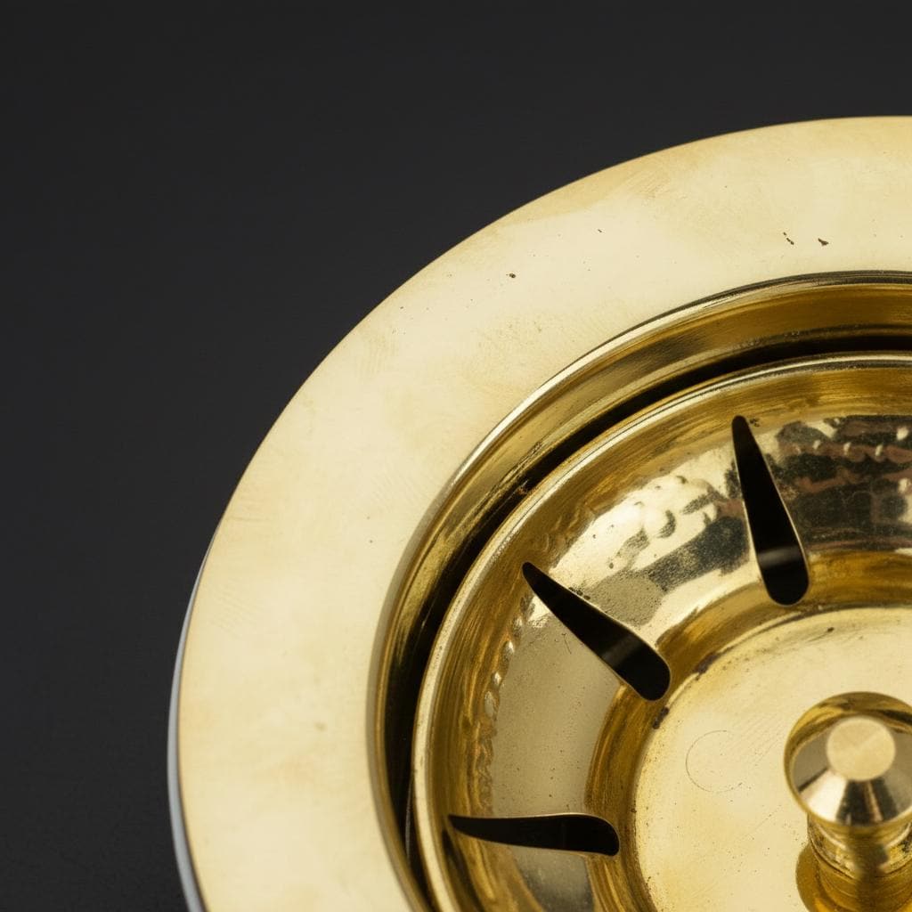 Solid Brass Strainer Drain for Bathroom Basin, Round Sink Waste Clicker Drain, Unlacquered Brass Vanity Drain