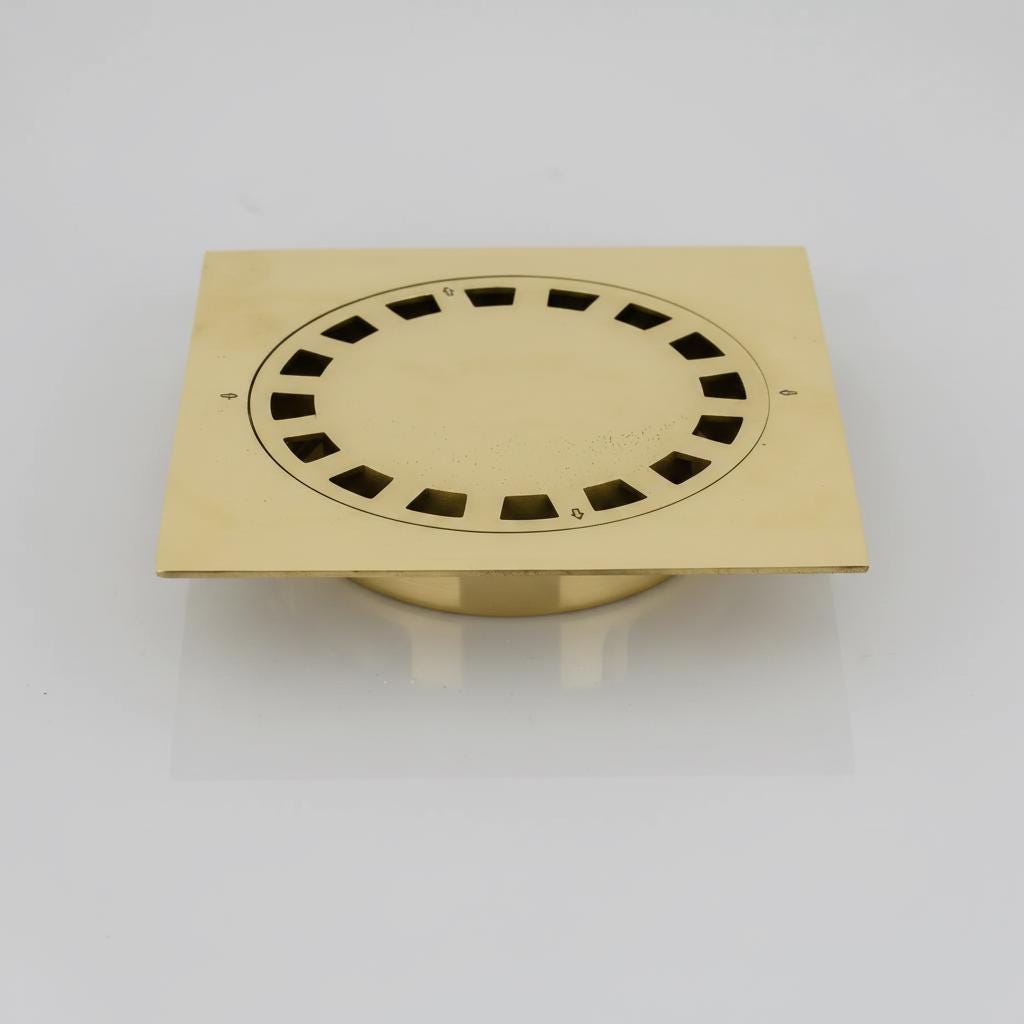 Solid Brass Square Floor Drain Cover – Luxury Shower Drain with Removable Round Strainer for Bathroom