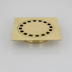 Solid Brass Square Floor Drain Cover – Luxury Shower Drain with Removable Round Strainer for Bathroom