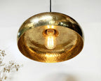 Hand Hammered Brass Pendant Light – Solid Brass Hanging Ceiling Lamp for Kitchen Island, Dining Table, Bar or Entryway