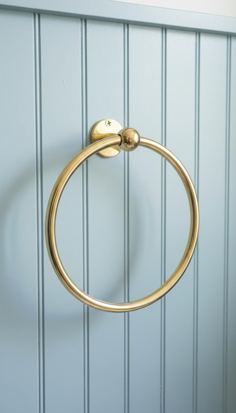 Solid Unlacquered Brass Towel Ring – Minimalist Wall-Mount Bathroom Holder