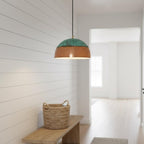Handmade Copper Dome Pendant Light with Natural Green Patina for Indoor & Outdoor Covered Spaces
